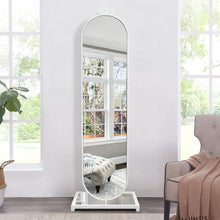 Load image into Gallery viewer, WHITE FRAME ROTATING FULL LENGTH FLOOR MIRROR W/COAT RACK #1263