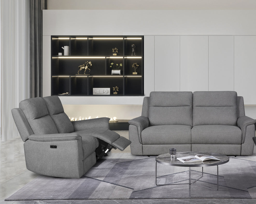 FABRIC CHARCOAL GRAY POWER SOFA LOVESEAT SET #1103