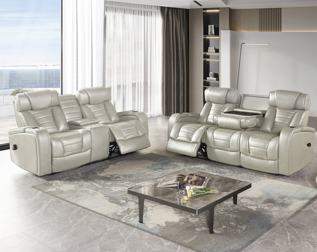 LUXURY CREME POWER SOFA W/LOVE SEAT W/LED LIGHTS #1107