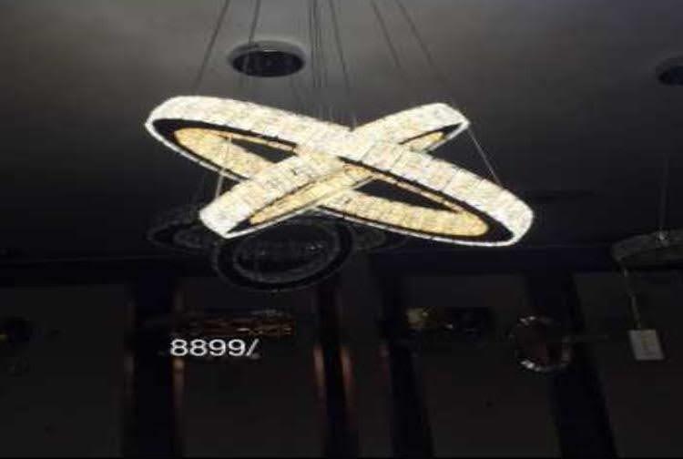 2pc LED CEILING CHANDELIER TRANSPARENT & AMBER