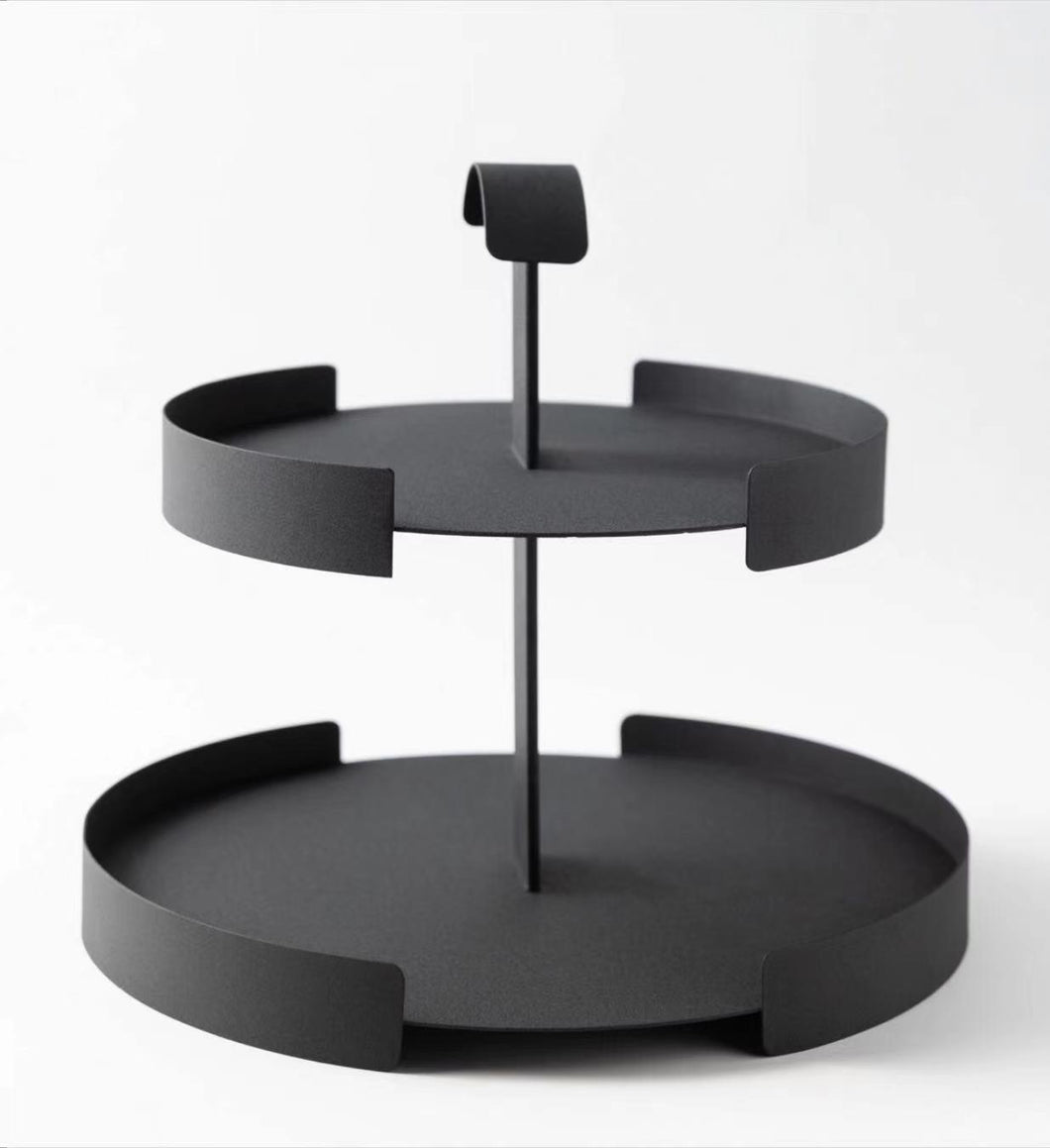 2 TIER DESSERT STAND BLACK