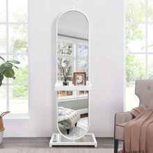 Load image into Gallery viewer, WHITE FRAME ROTATING FULL LENGTH FLOOR MIRROR W/COAT RACK #1263
