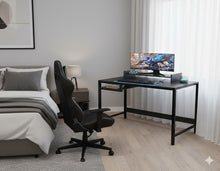 Load image into Gallery viewer, BLACK OFFICE DESKTOP WITH STORAGE AND MONITOR STAND #177
