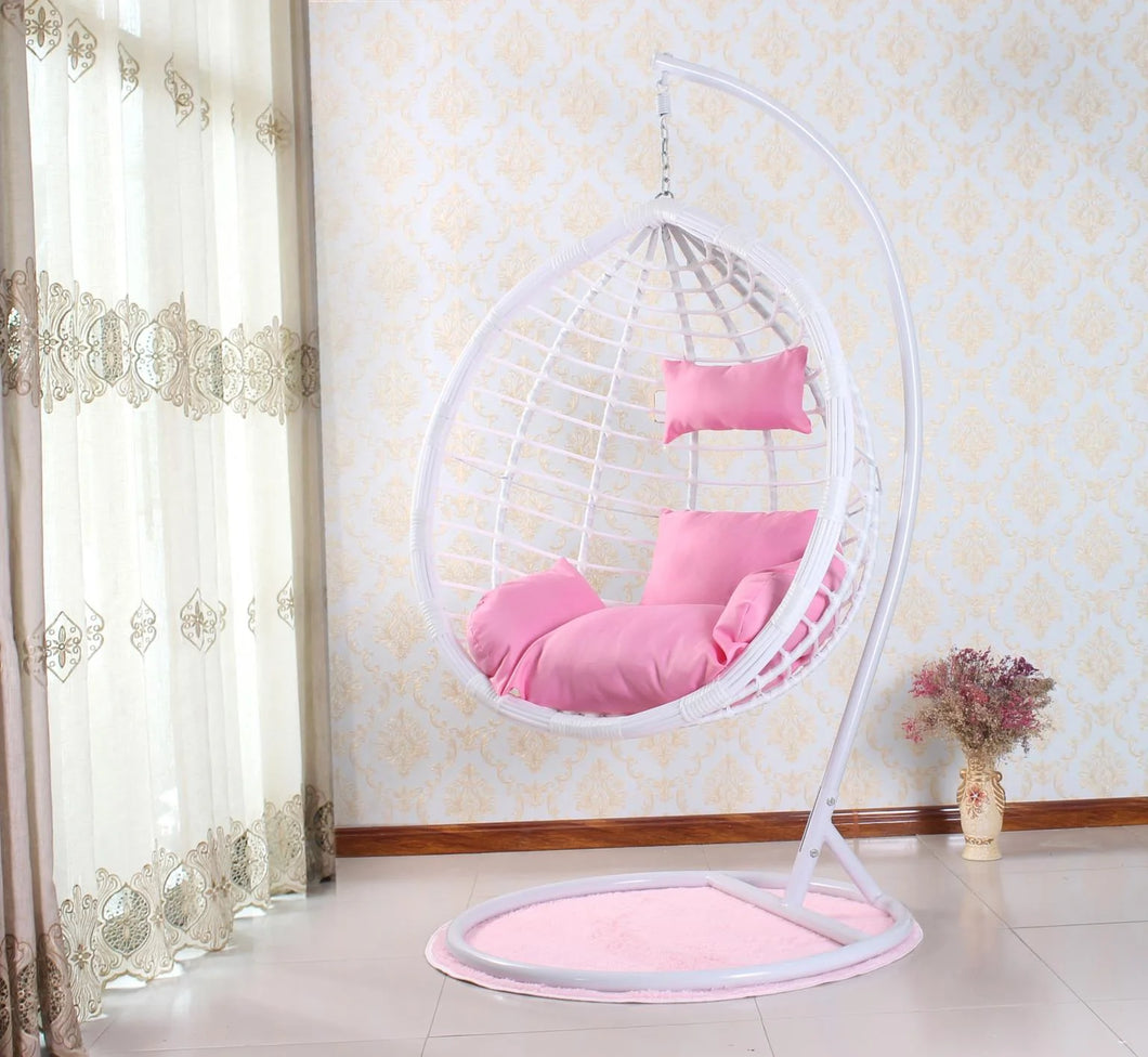 White Swing Chair W/Pink Cushions #500