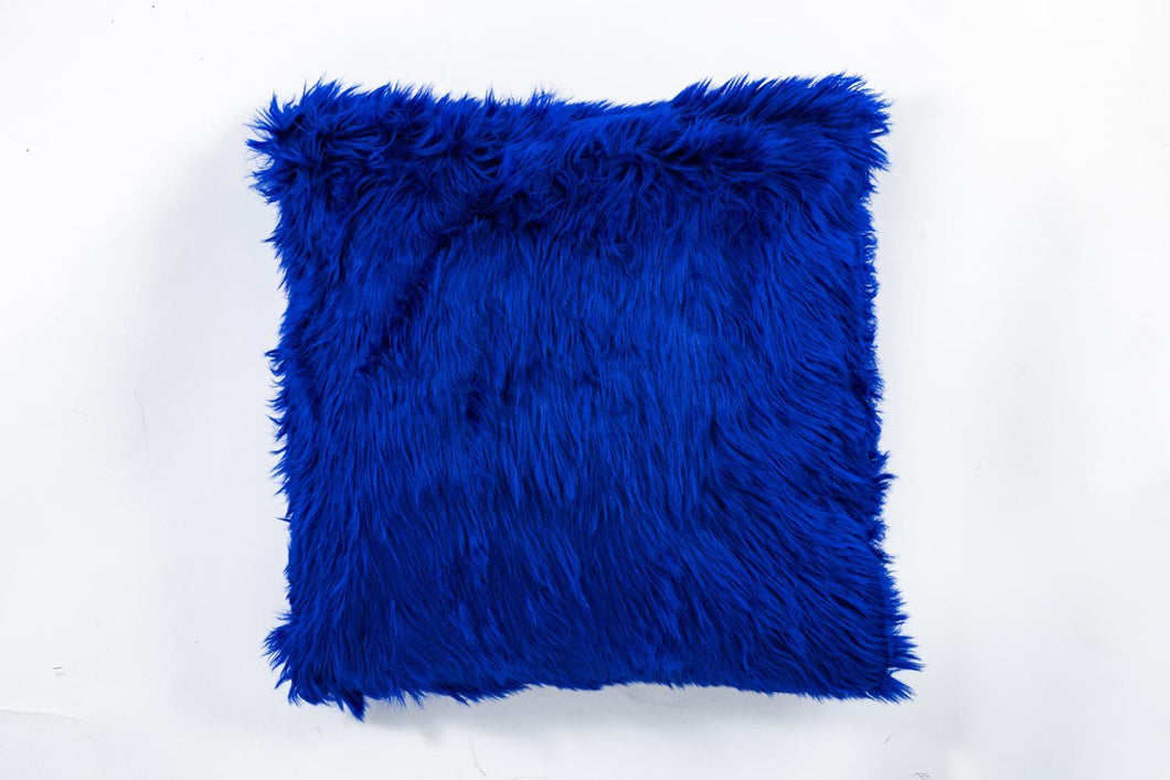 Blue Faux Fur Pillow