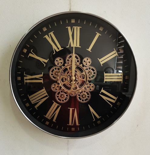 SILVER DECORATIVE MECHANICAL CLOCK D:24in #689
