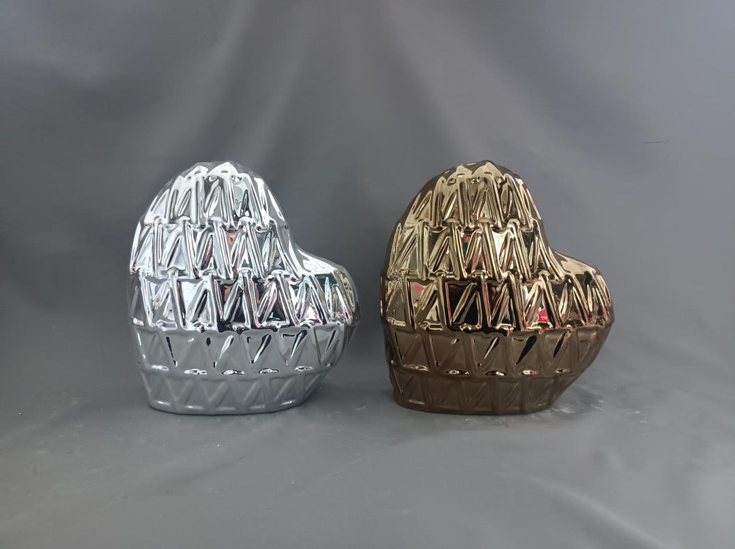 Silver + Gold Dimensional Angled Heart Sculpture #751