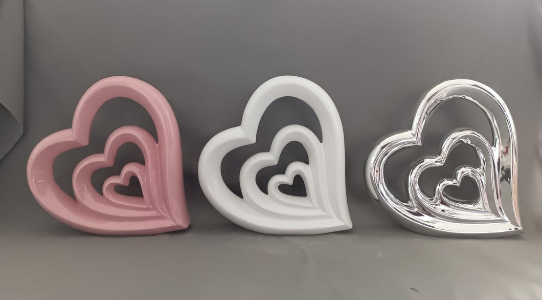 HEART-SHAPED TABLE DECOR PINK+WHITE+SILVER #756