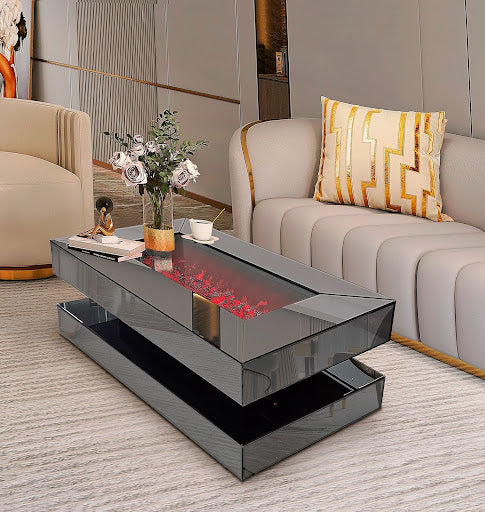 COFFEE TABLE W/FIREPLACE 7 COLOR LED & BLUETOOTH #779