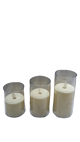 Set of 3 Flameless Glass Candle Holders #878