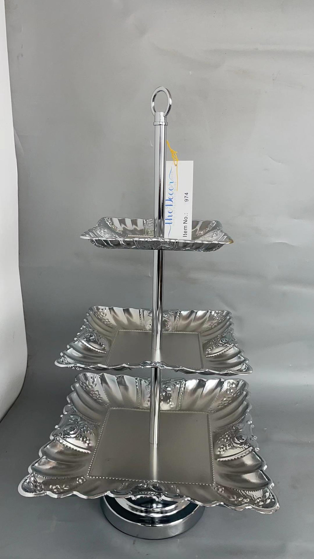 SILVER 3 TIER SERVING STAND #974