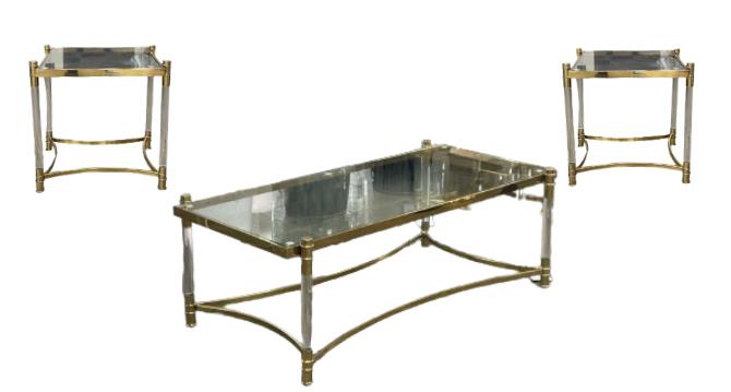 3PC SET GLASS COFFEE TABLE